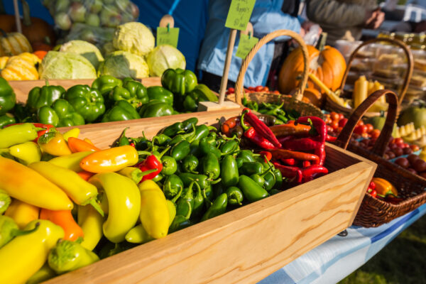 Colorful,Fresh,Organic,Vegetables,On,Display,At,A,Vendors,Produce